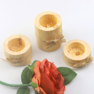 Mini petit pot bois décoration centre de table bougeoir fleurs